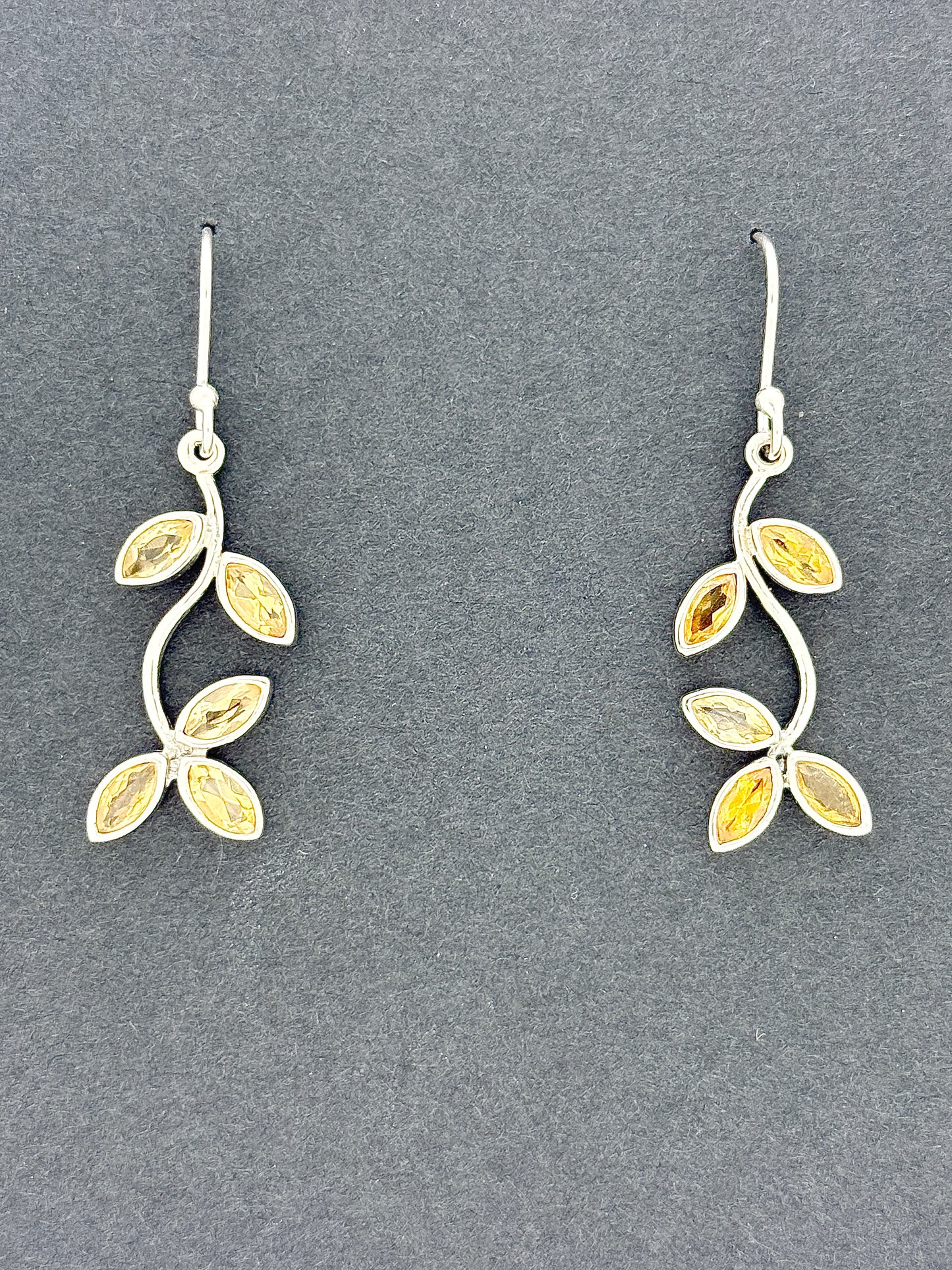 Citrine Earrings with Faceted Stones, Branches