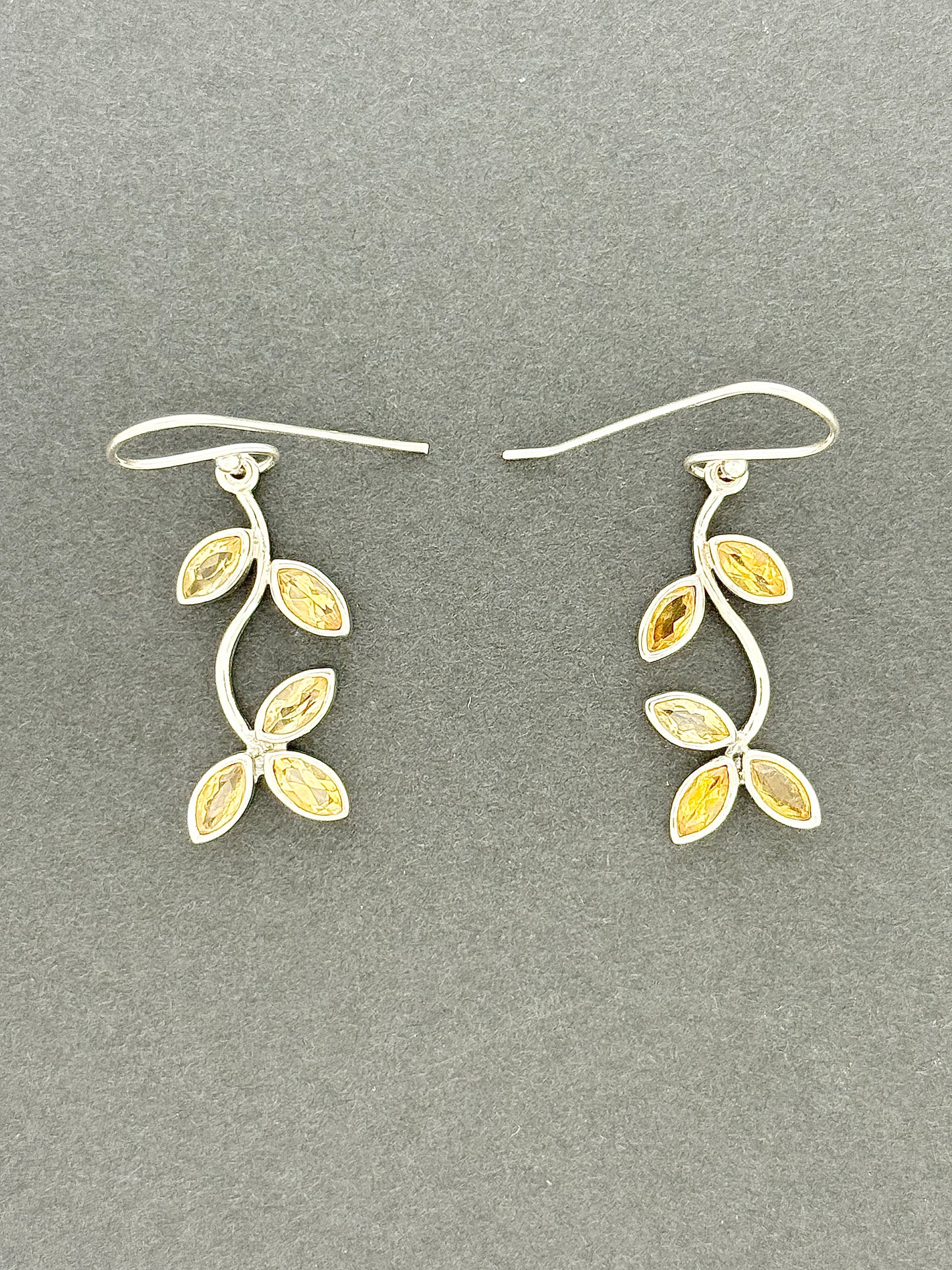 Citrine Earrings with Faceted Stones, Branches