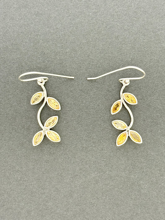 Citrine Earrings with Faceted Stones, Branches