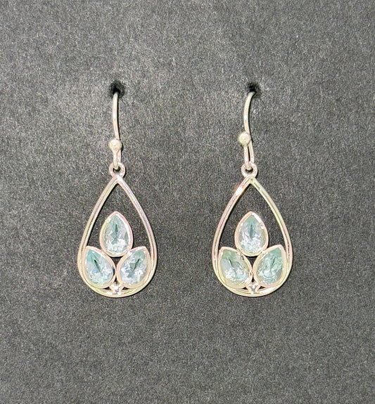 Blue Topaz Earrings with Faceted Stones
