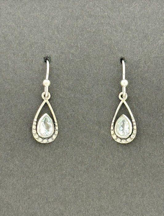 Blue Topaz Earrings with Faceted Stones