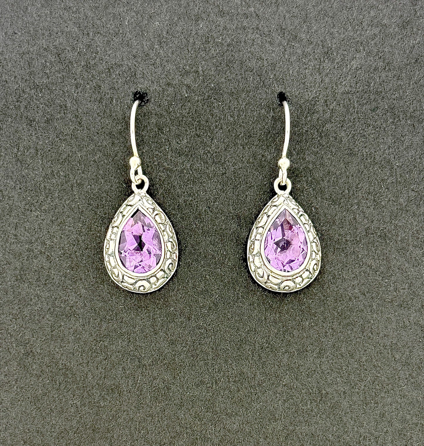 Amethyst Earrings with Faceted Stones