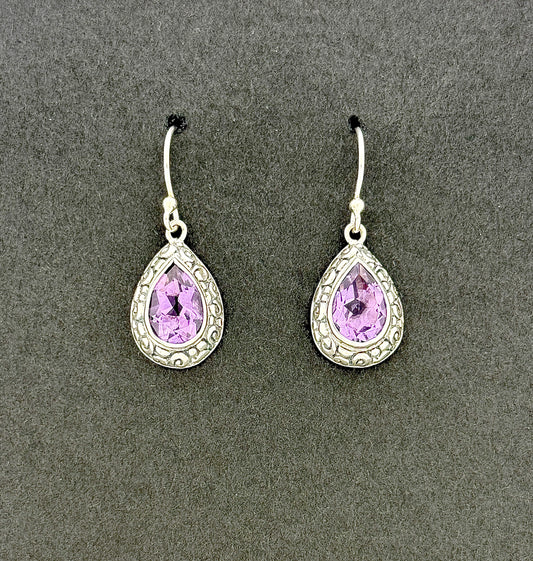 Amethyst Earrings with Faceted Stones