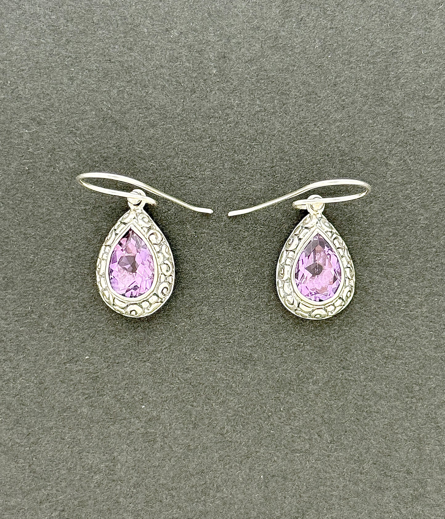 Amethyst Earrings with Faceted Stones
