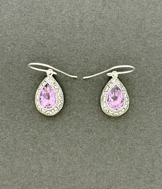 Amethyst Earrings with Faceted Stones