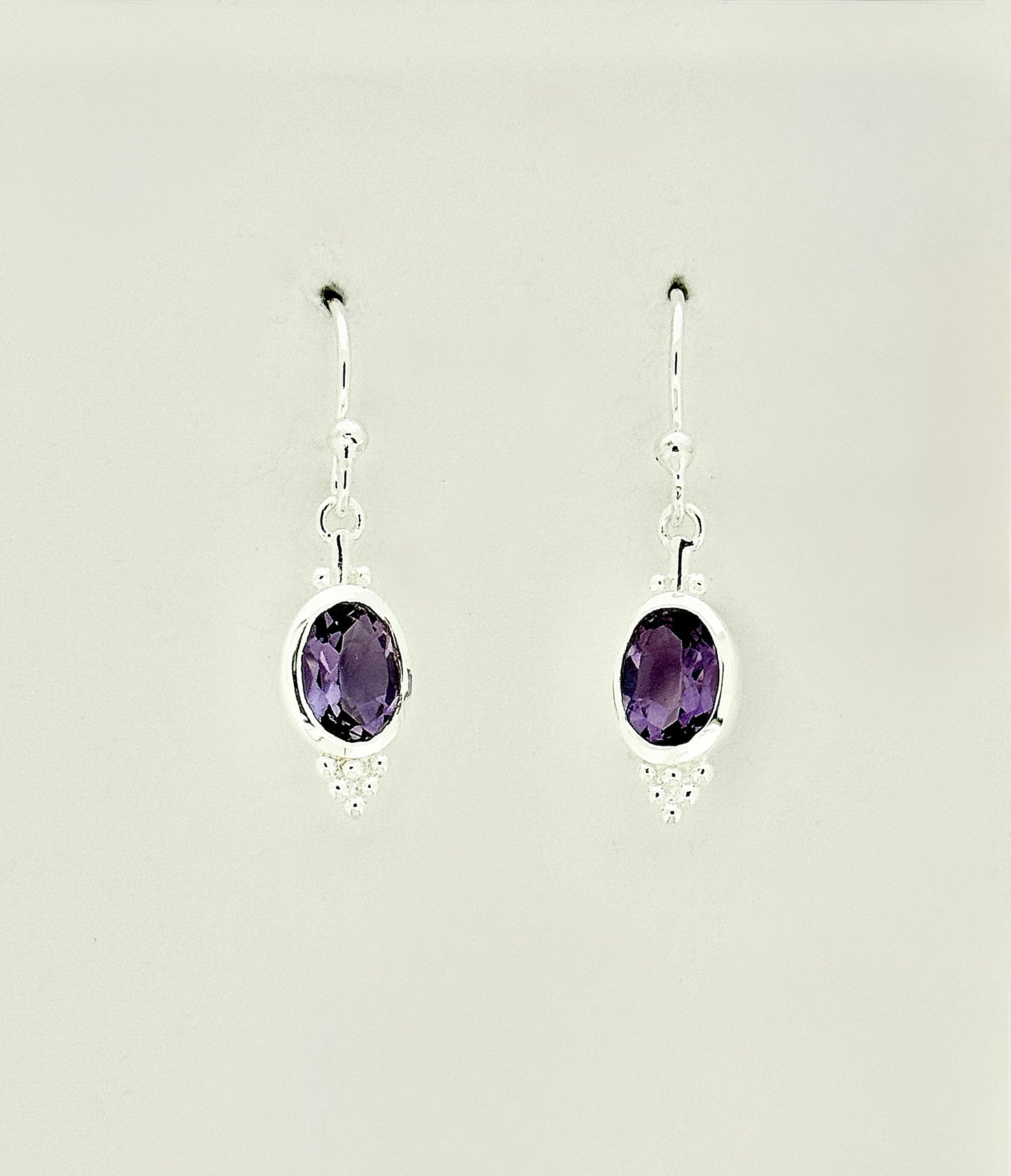 Amethyst Earrings with Faceted Stones