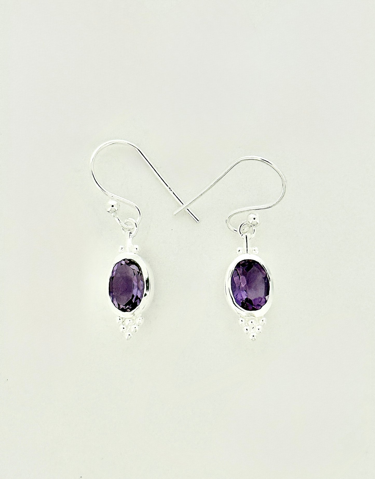 Amethyst Earrings with Faceted Stones