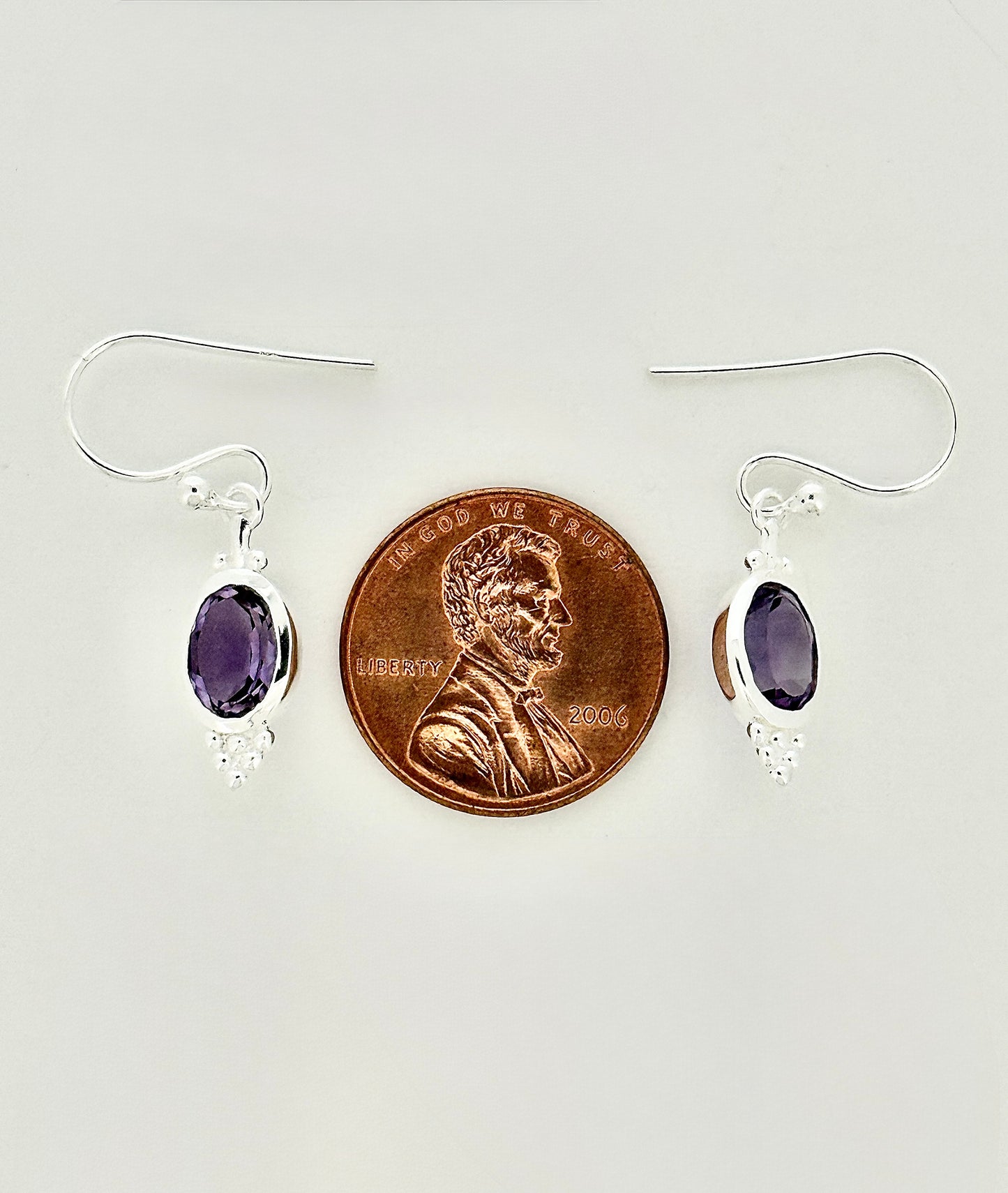 Amethyst Earrings with Faceted Stones