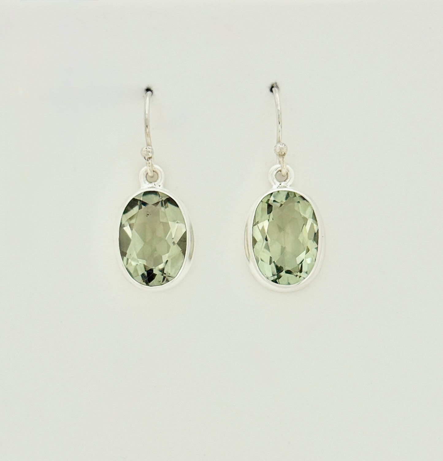Prasiolite Earrings with Faceted Stones