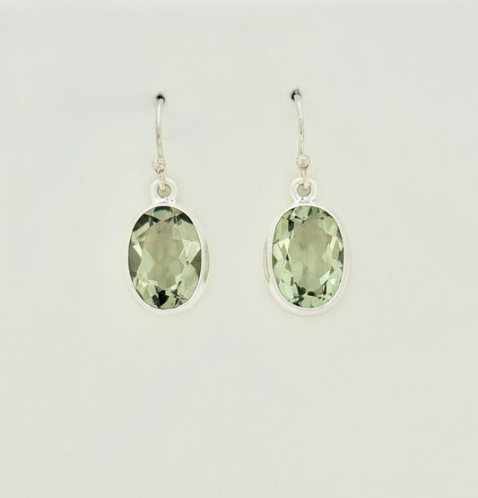 Prasiolite Earrings with Faceted Stones