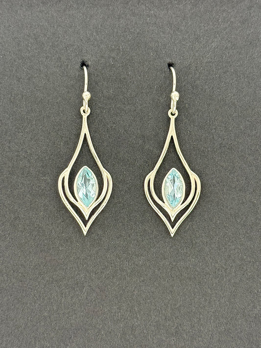 Blue Topaz Earrings with Faceted Stones