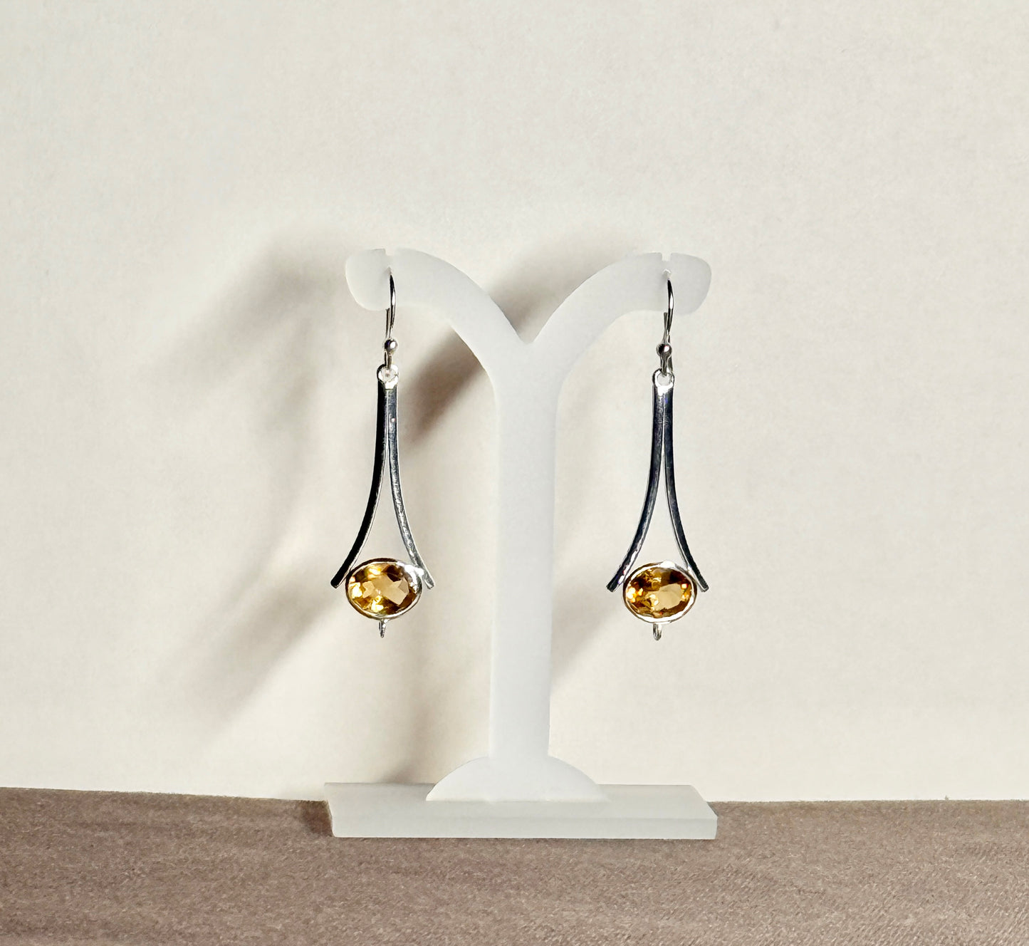 Citrine Earrings with Faceted Stones