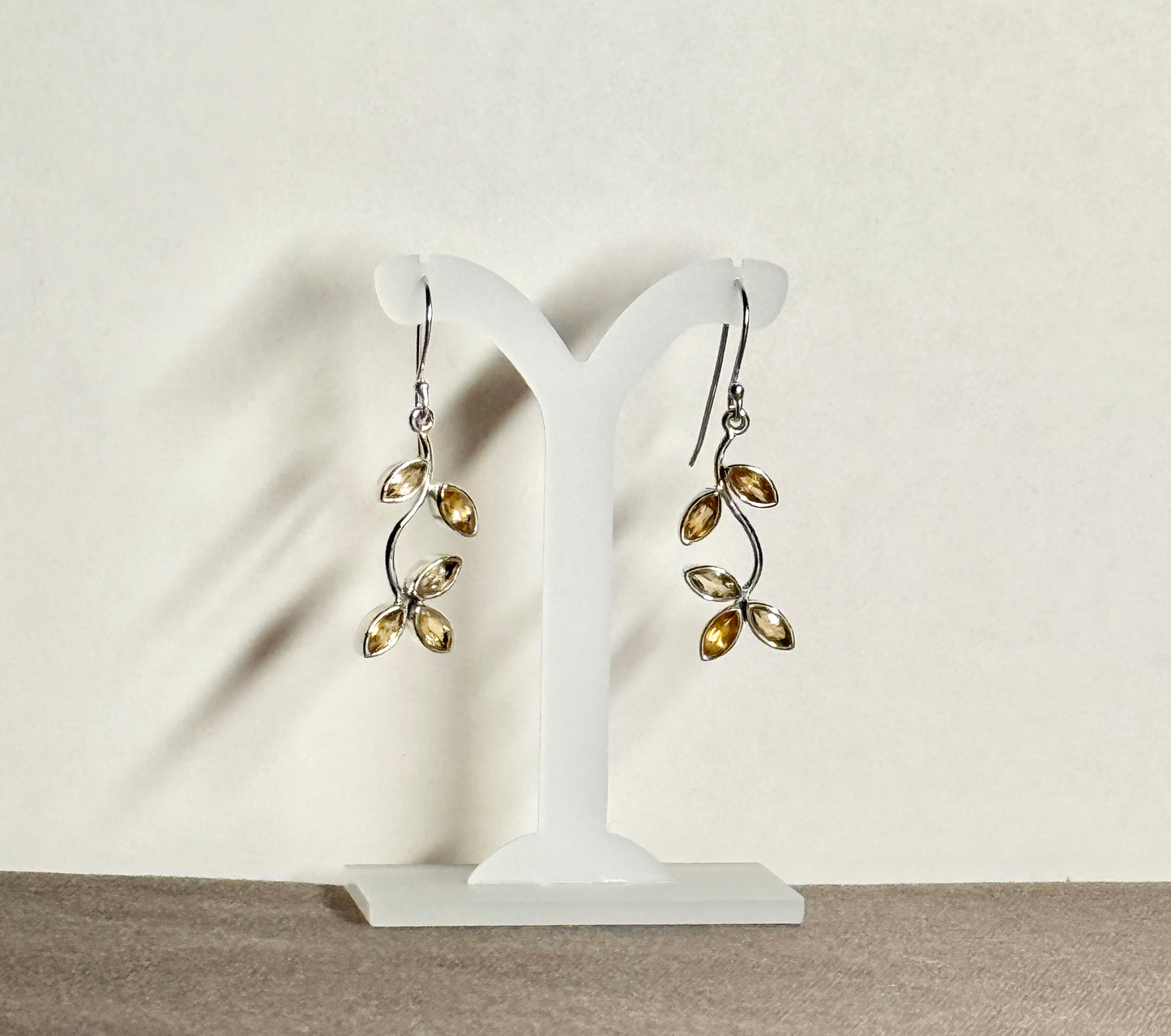 Citrine Earrings with Faceted Stones, Branches