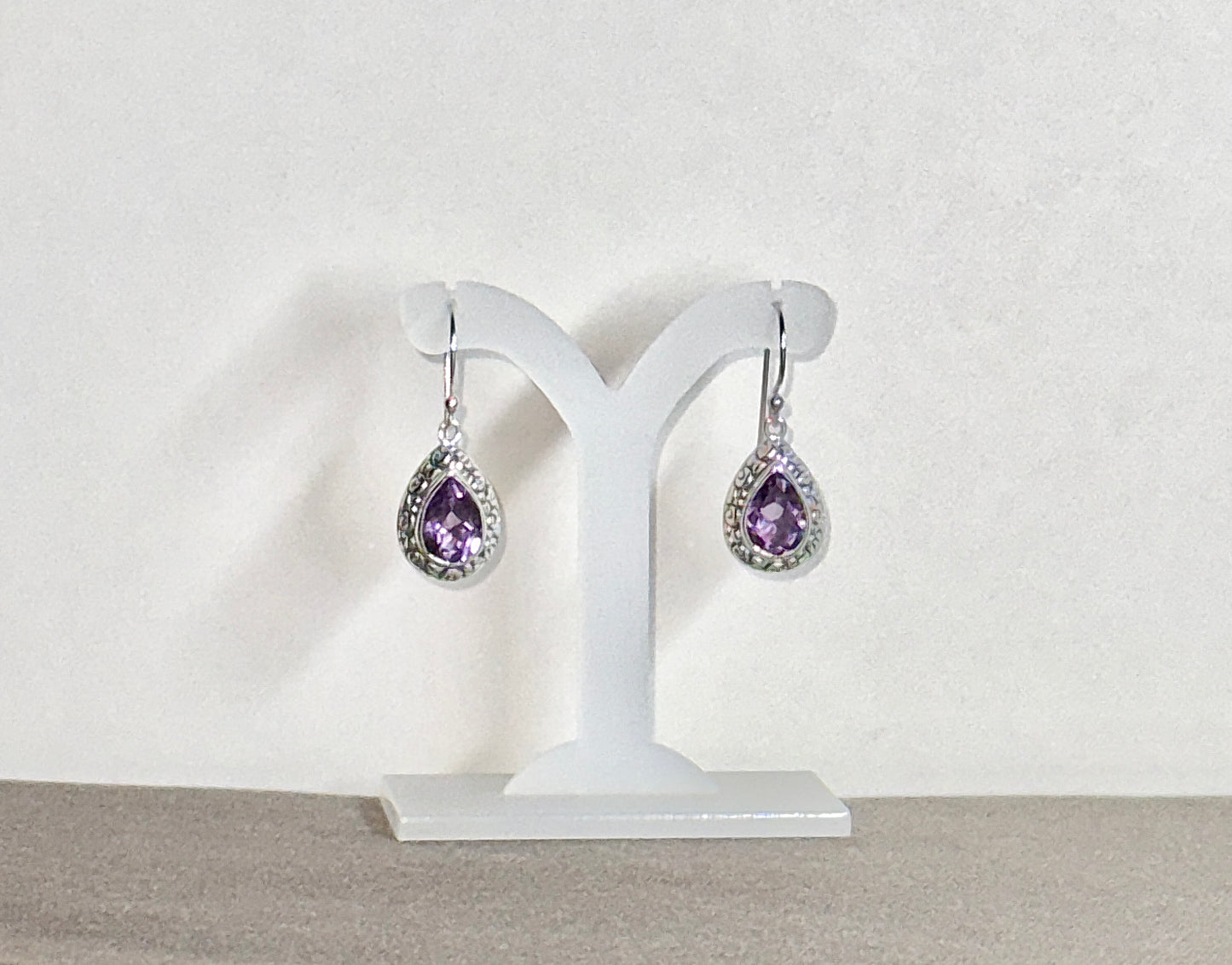 Amethyst Earrings with Faceted Stones