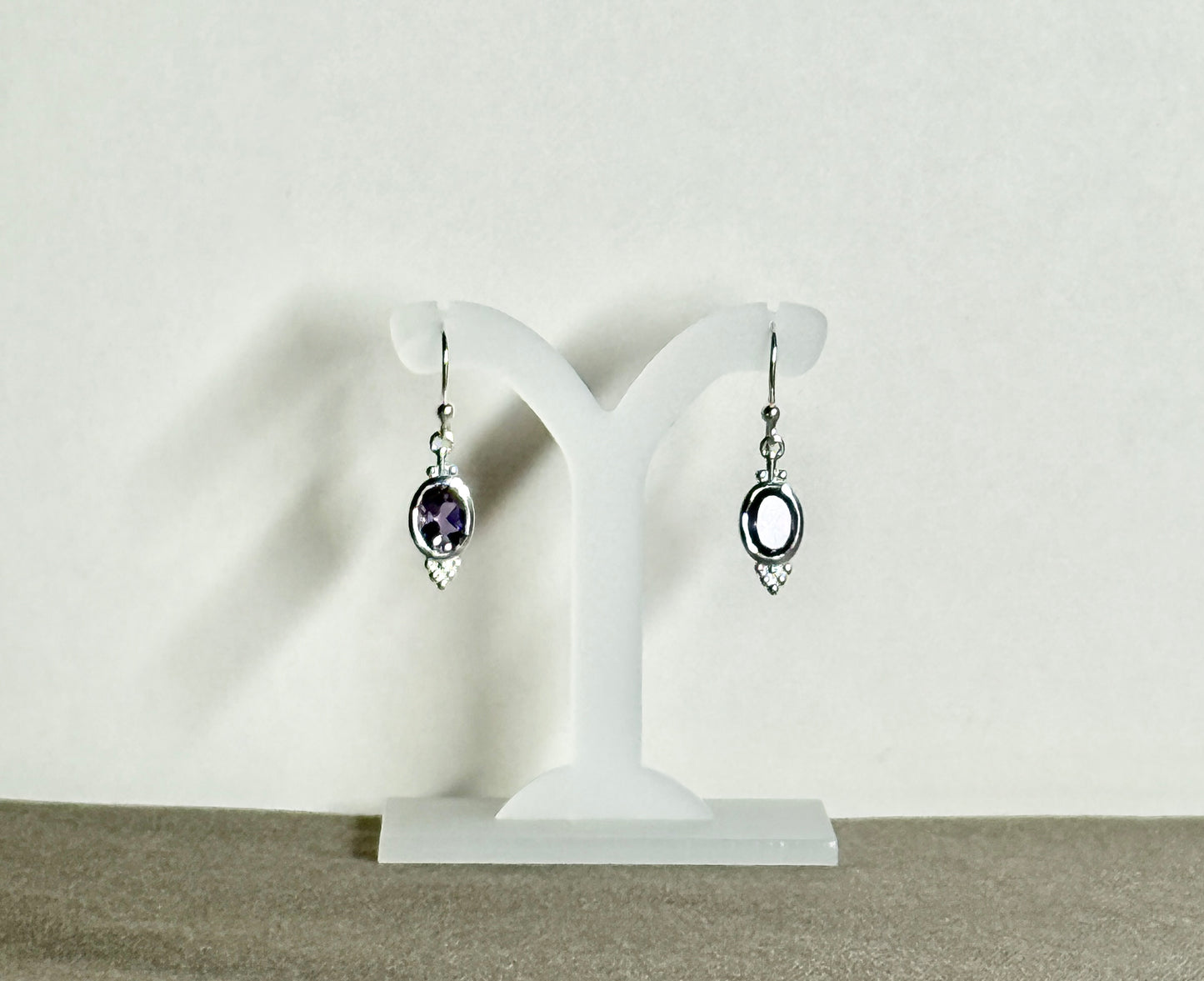 Amethyst Earrings with Faceted Stones