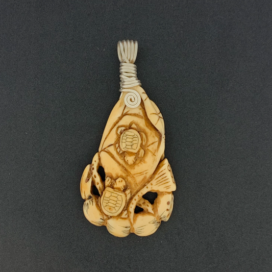 Carved Water Buffalo Bone Wire Wrap